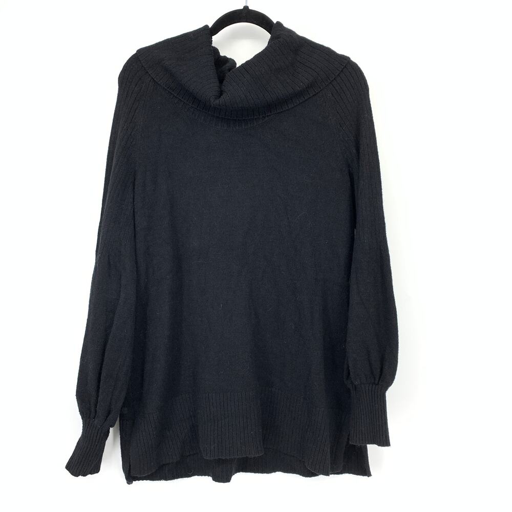 By Anthropologie Cowl Neck Pullover Tunic Sweater Womens Sz Medium Black